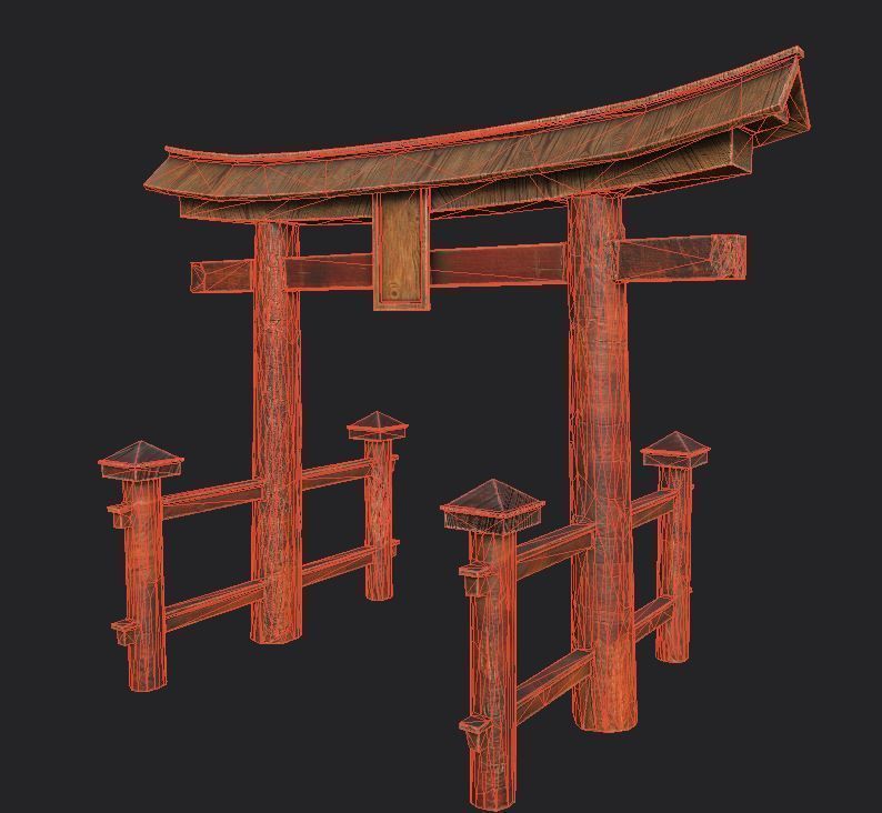 Japanese Torii Gate Low-poly 3D model Low-poly 3D model_9
