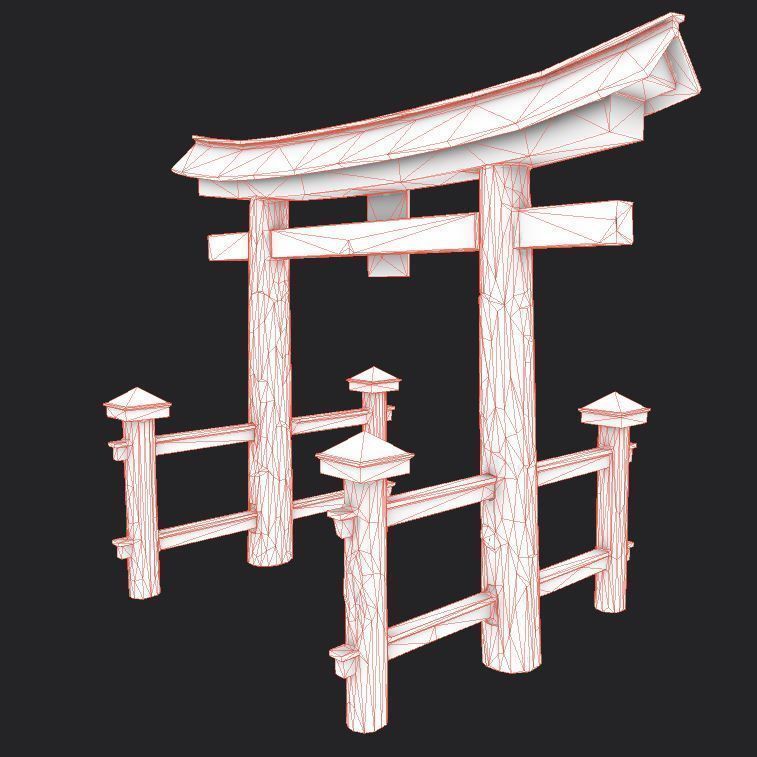 Japanese Torii Gate Low-poly 3D model Low-poly 3D model_6