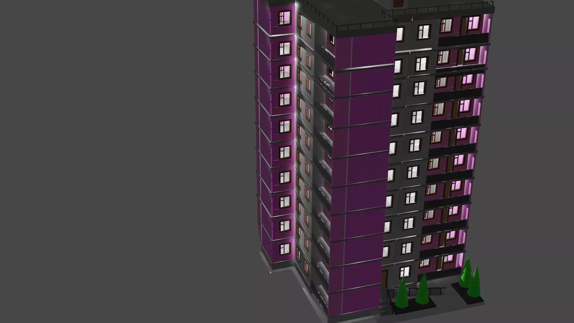 9 storey building 3D model_0