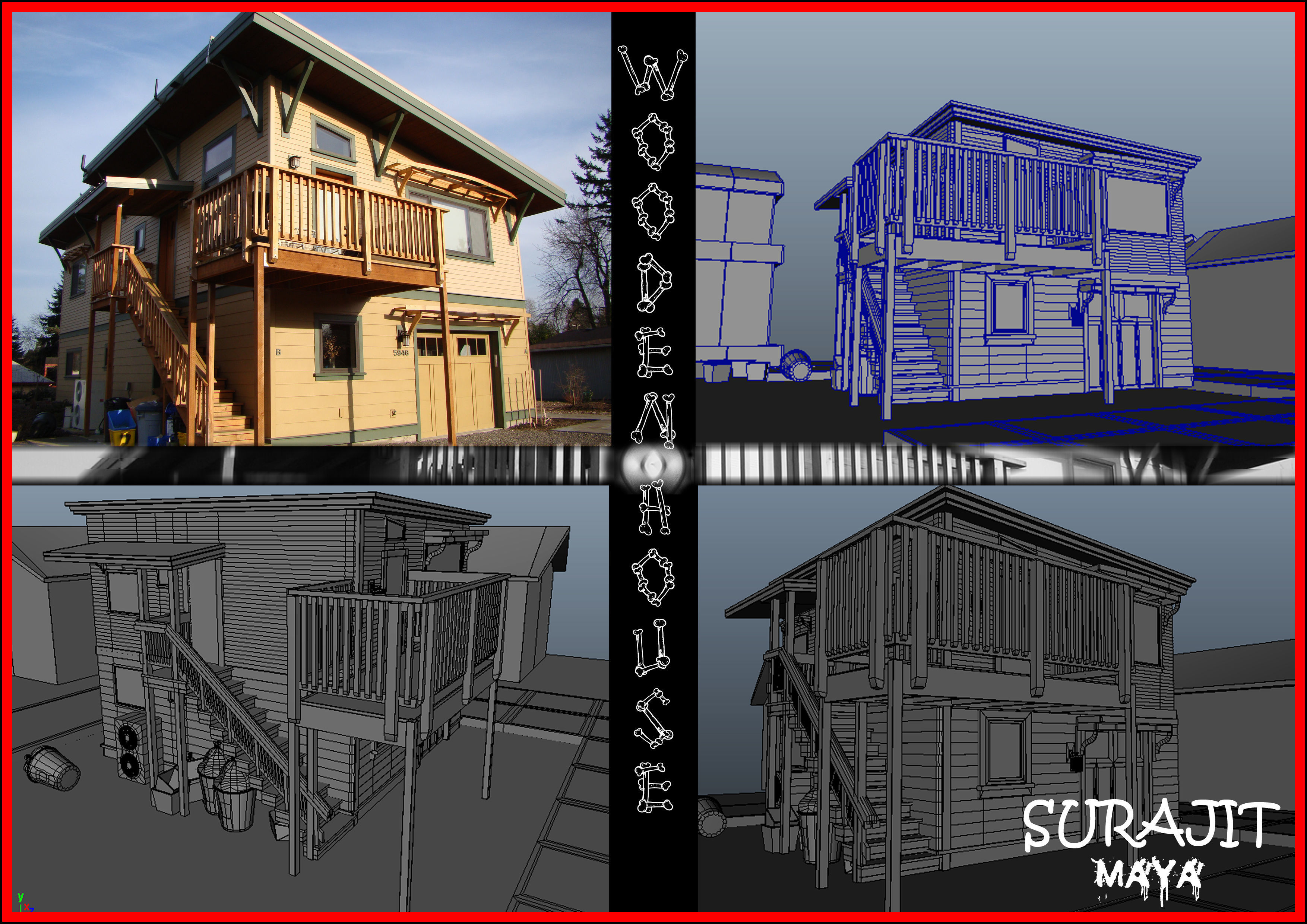 Wooden House Low-poly 3D model_11
