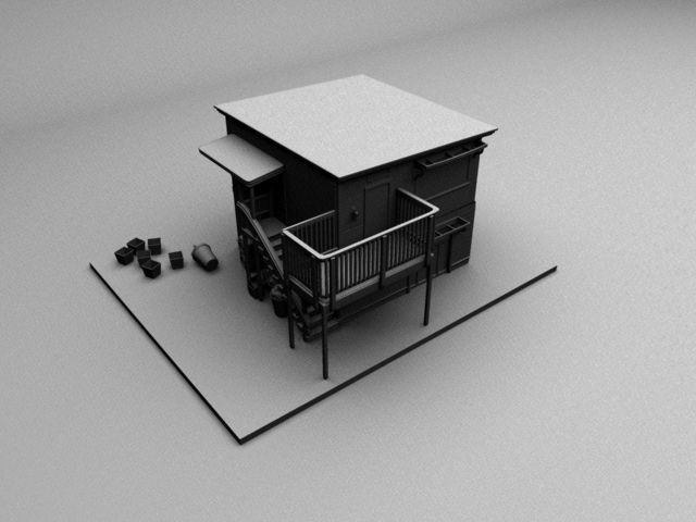 Wooden House Low-poly 3D model_8
