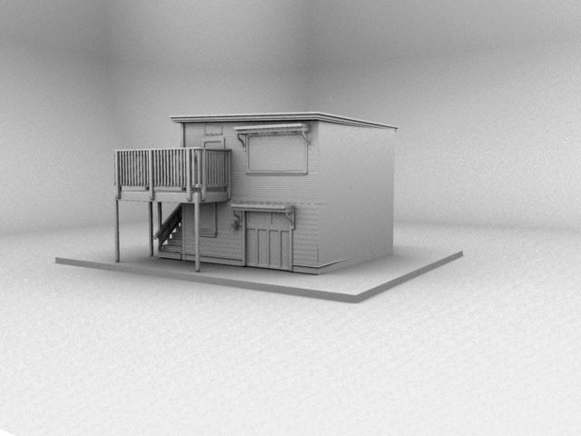 Wooden House Low-poly 3D model_5
