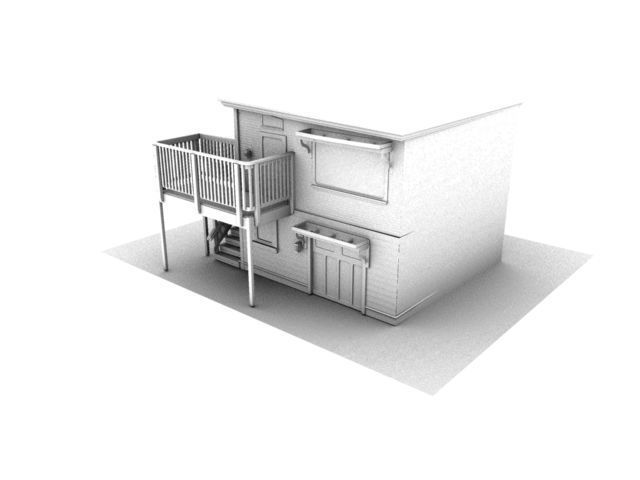 Wooden House Low-poly 3D model_2