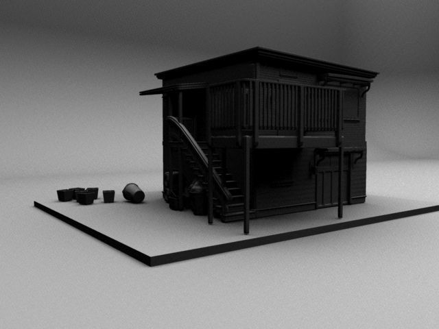 Wooden House Low-poly 3D model_7