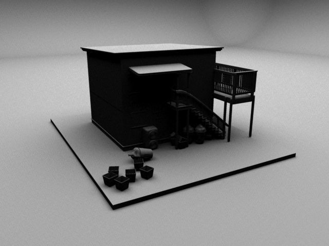 Wooden House Low-poly 3D model_9