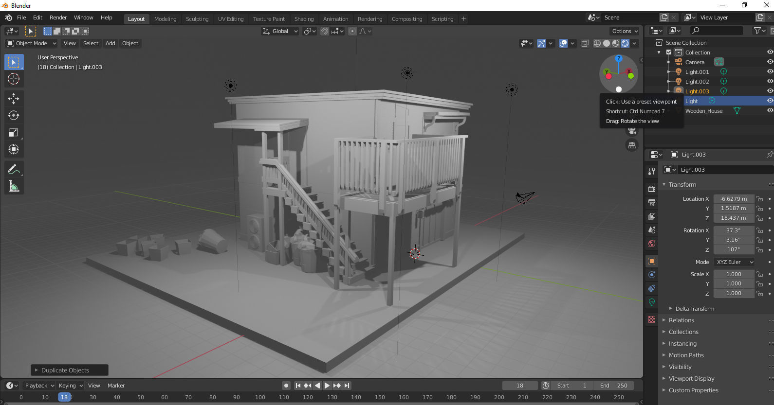 Wooden House Low-poly 3D model_12