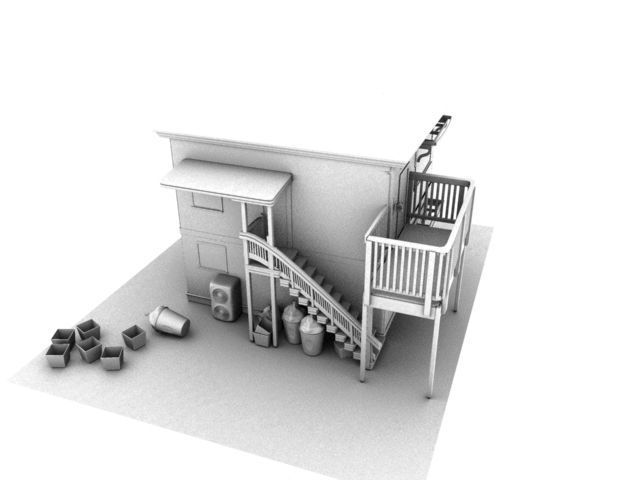 Wooden House Low-poly 3D model_6