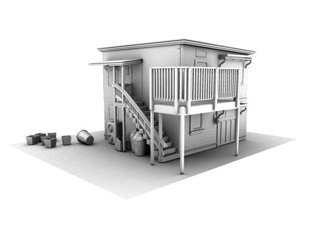 Wooden House Low-poly 3D model_1