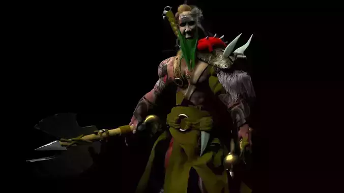 The warrior man holding axe