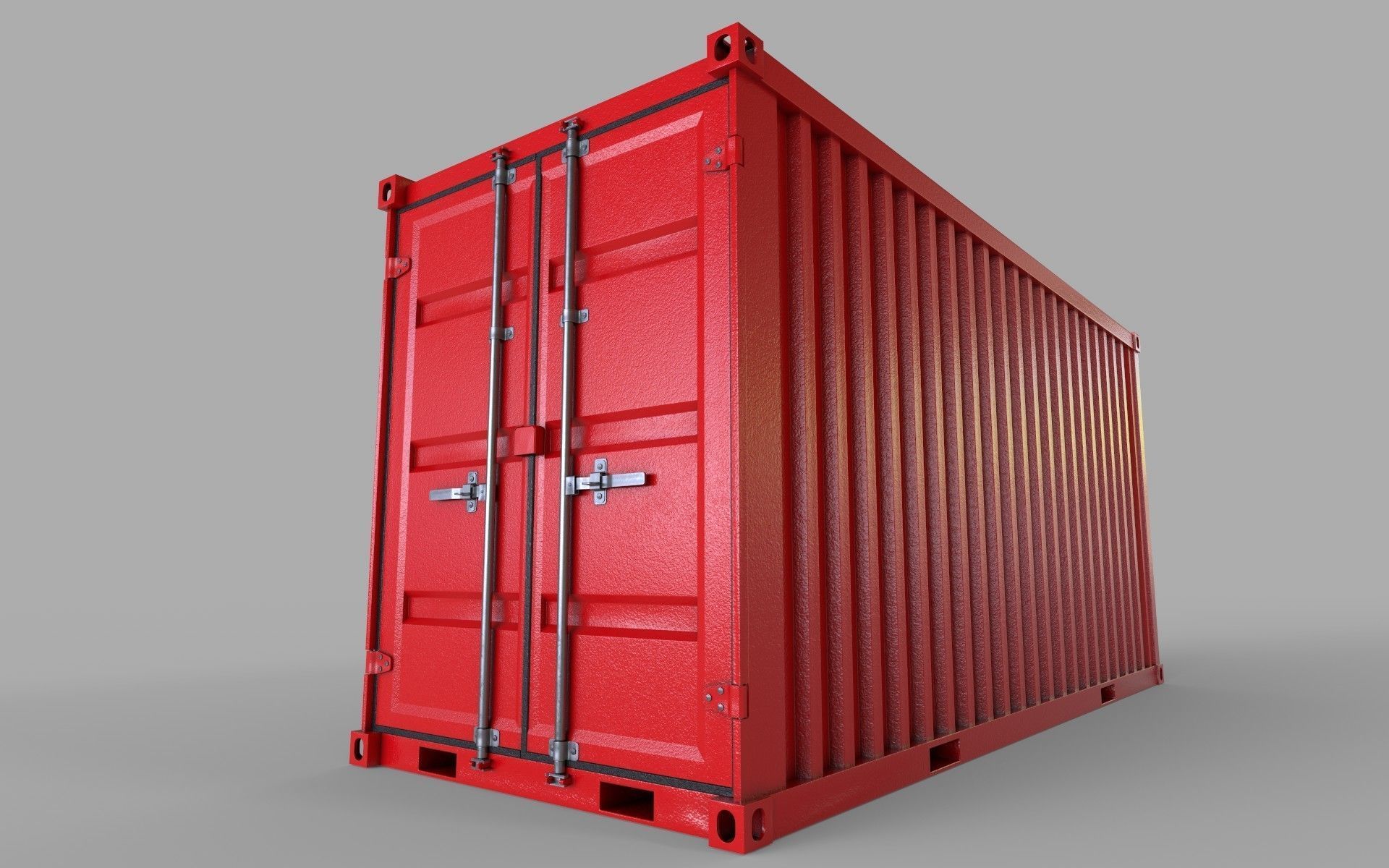 Red Shipping Container PBR Low-Poly Game Ready 3D model Low-poly 3D model_9