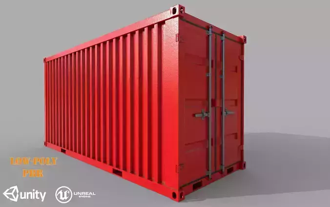 Red Shipping Container PBR Low-Poly Game Ready 3D model