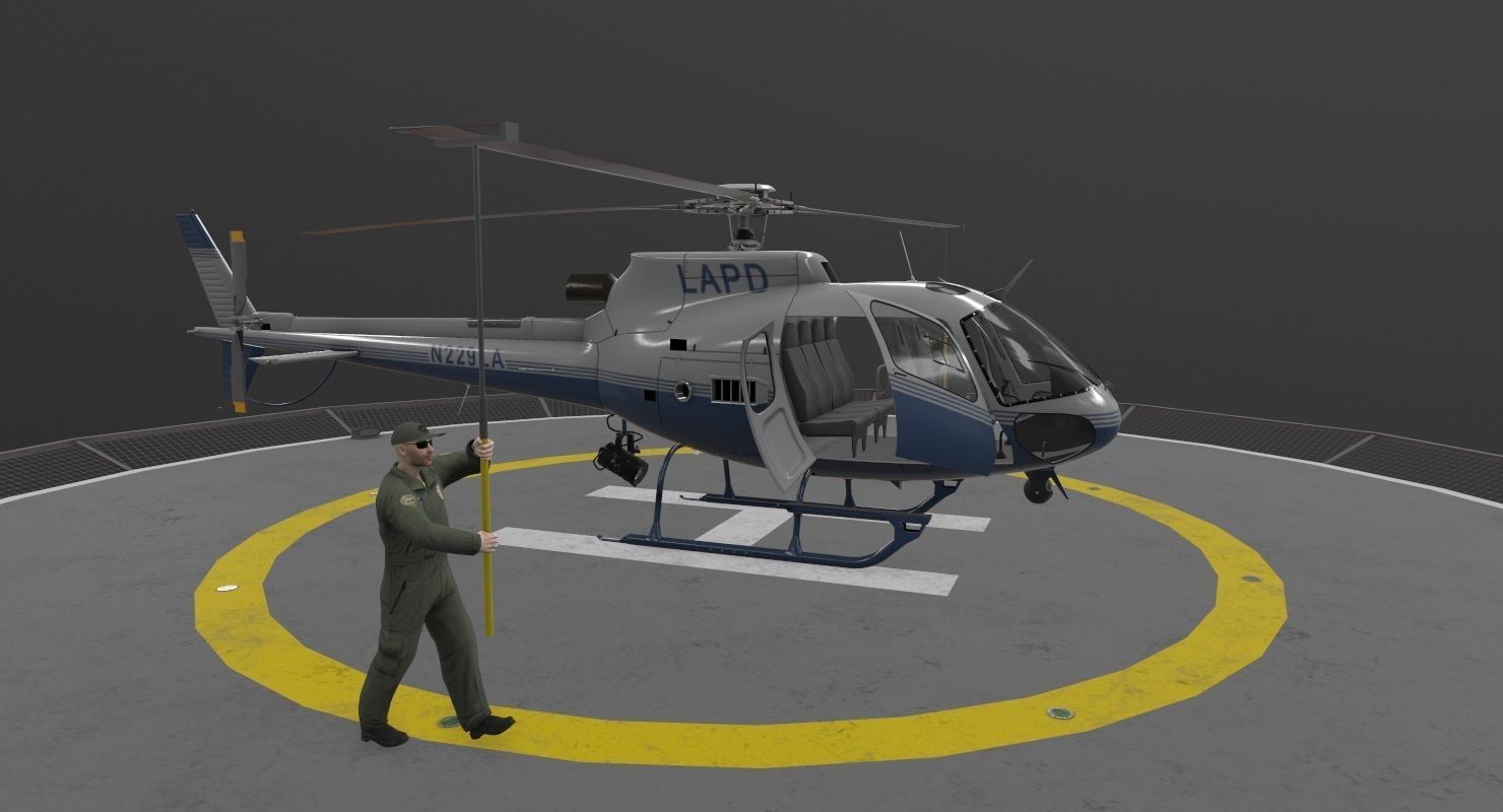 AS-350 LAPD 3 Animated Low-poly 3D model_7
