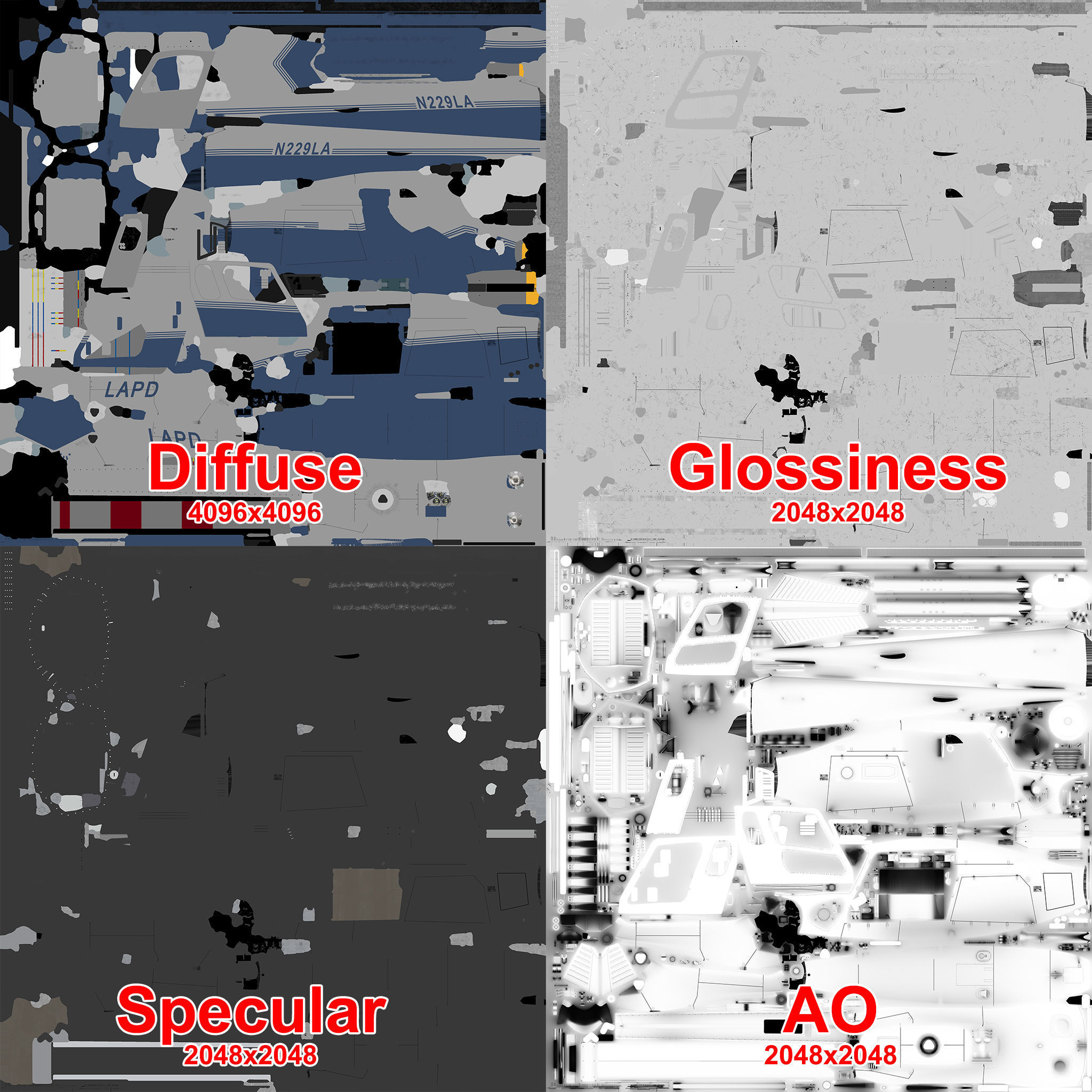 AS-350 LAPD 3 Animated Low-poly 3D model_32