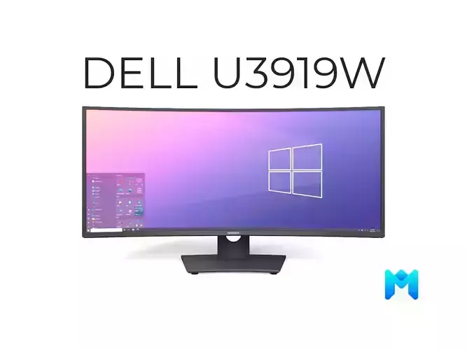 Dell U3419W curved monitor Low-poly 3D model
