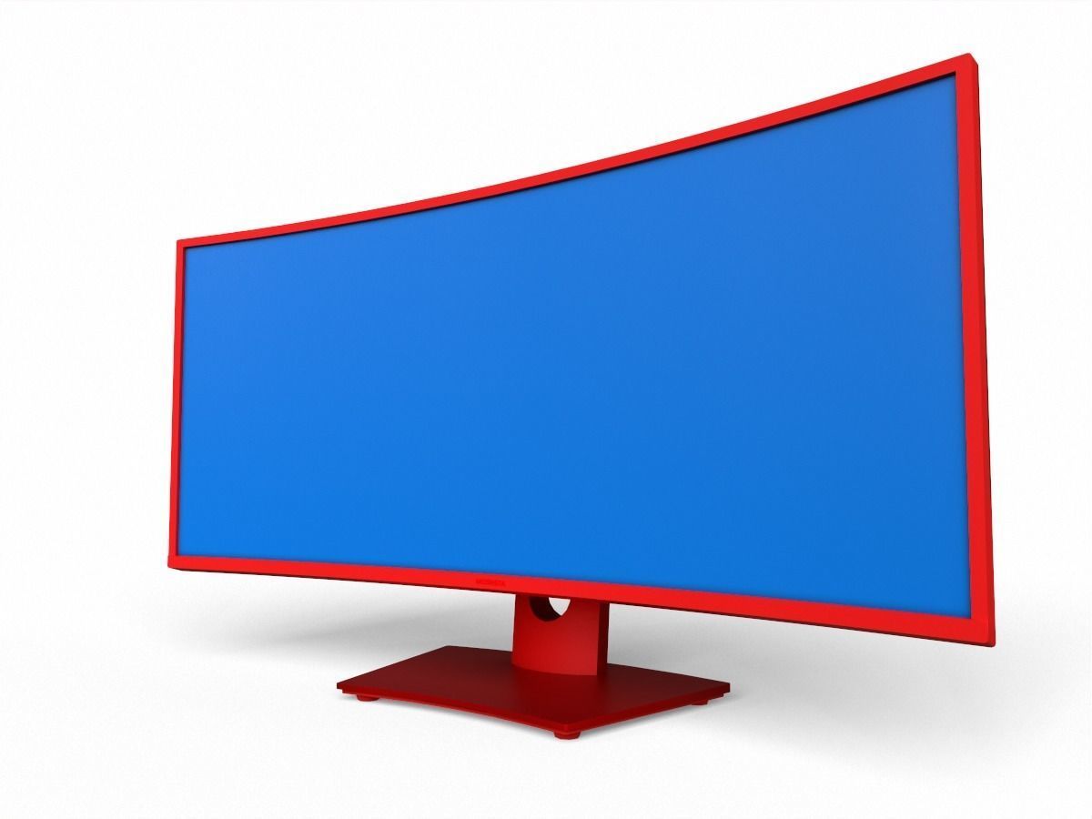 Dell U3419W curved monitor Low-poly 3D model_10