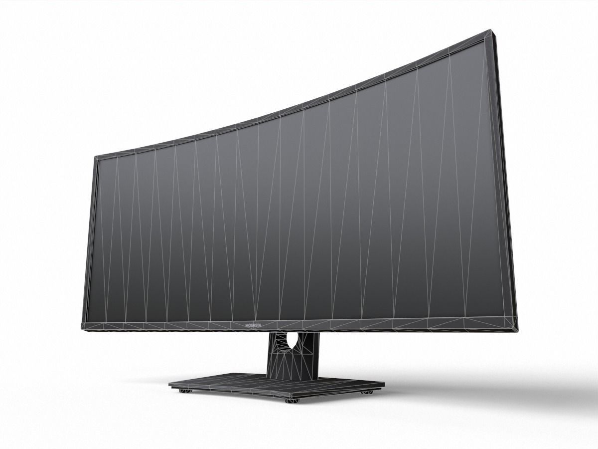 Dell U3419W curved monitor Low-poly 3D model_8