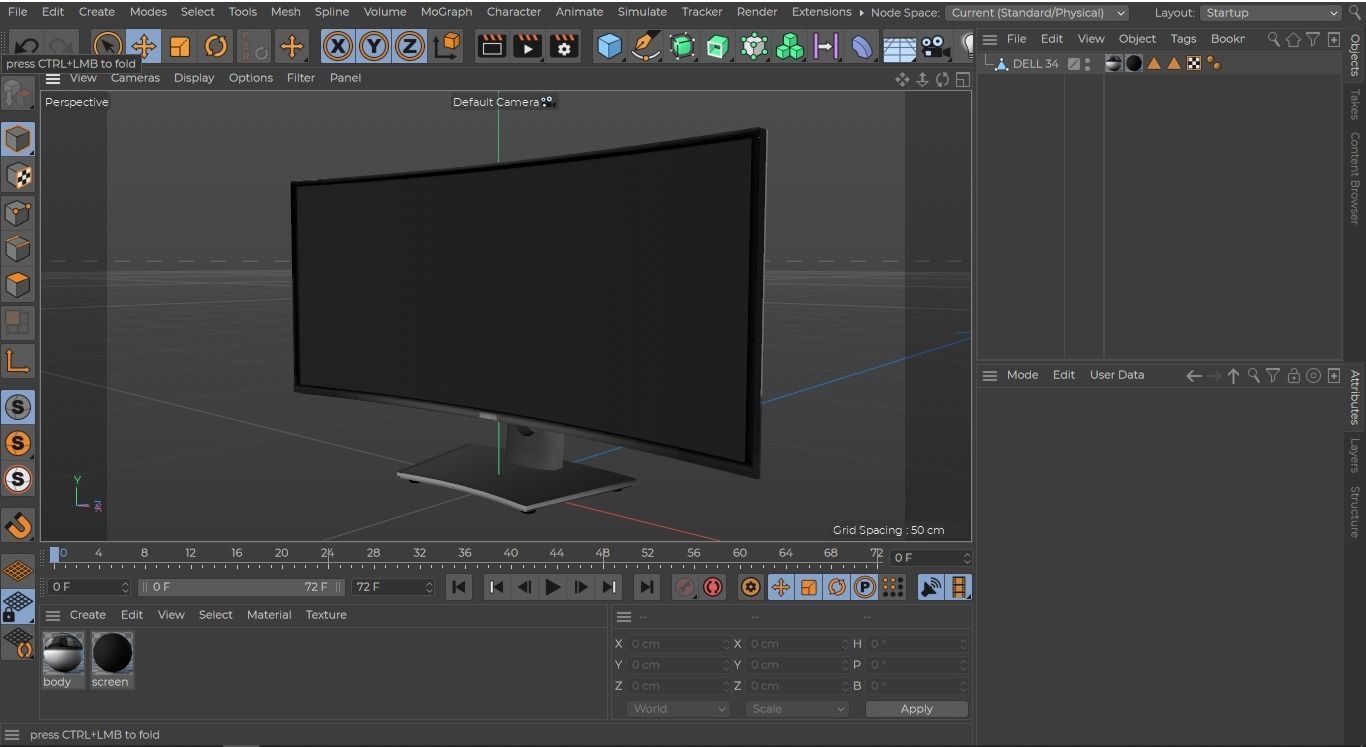 Dell U3419W curved monitor Low-poly 3D model_13