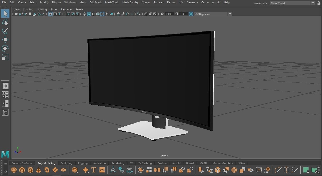 Dell U3419W curved monitor Low-poly 3D model_16