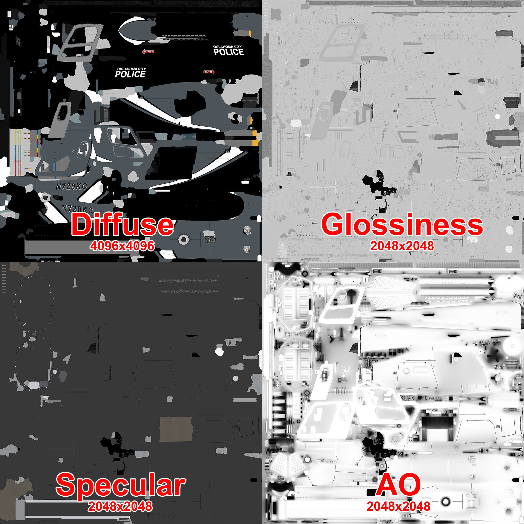 AS-350 Oklahoma City Police Animated Low-poly 3D model_30