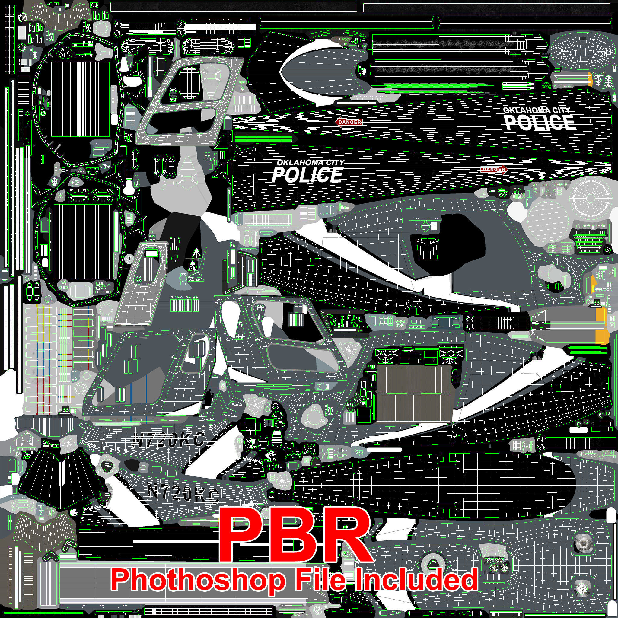 AS-350 Oklahoma City Police Animated Low-poly 3D model_32