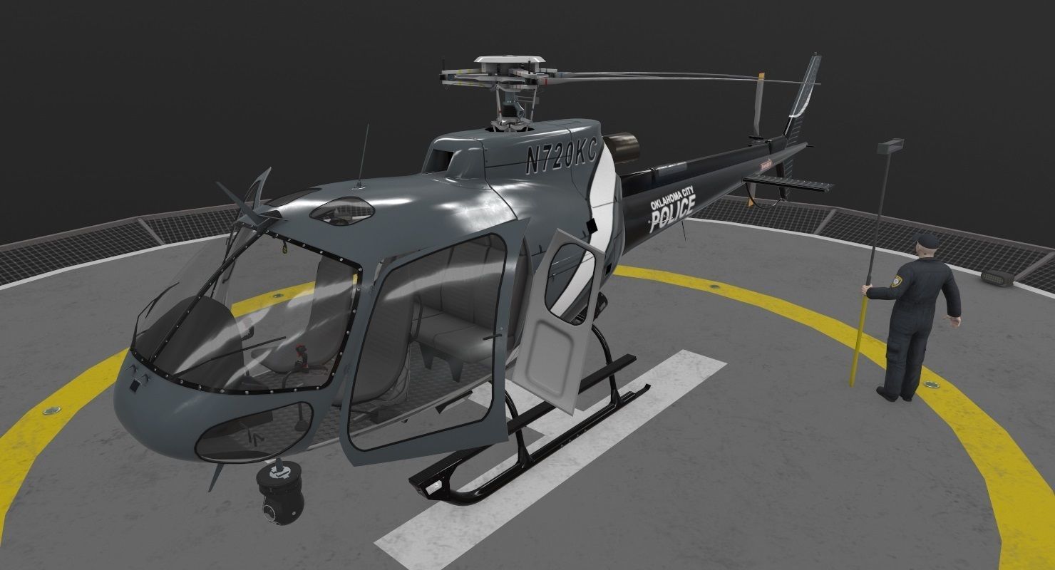 AS-350 Oklahoma City Police Animated Low-poly 3D model_5