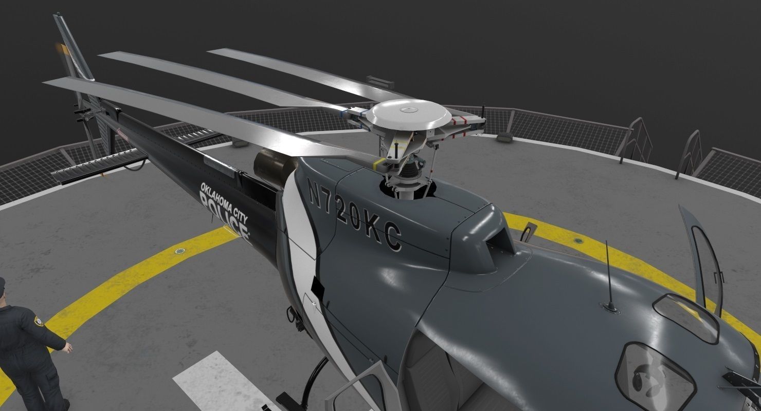 AS-350 Oklahoma City Police Animated Low-poly 3D model_7