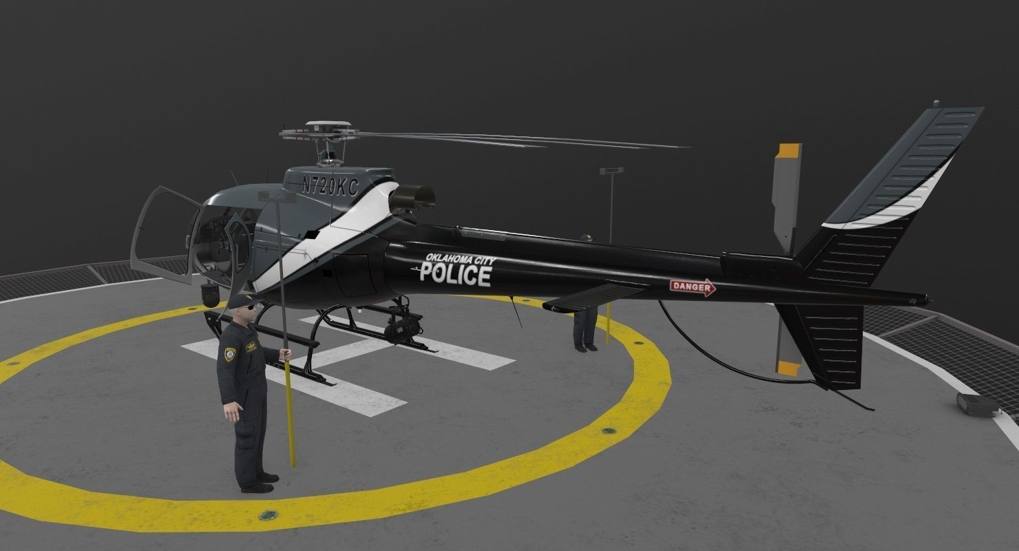 AS-350 Oklahoma City Police Animated Low-poly 3D model_6