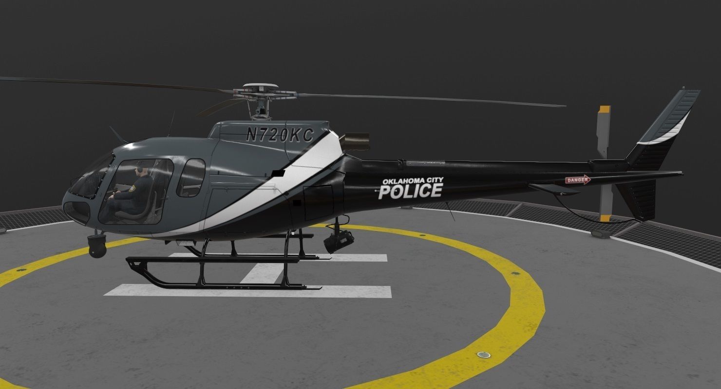 AS-350 Oklahoma City Police Animated Low-poly 3D model_22