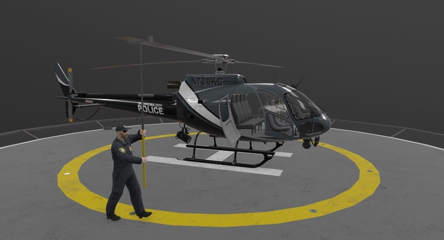 AS-350 Oklahoma City Police Animated Low-poly 3D model_8