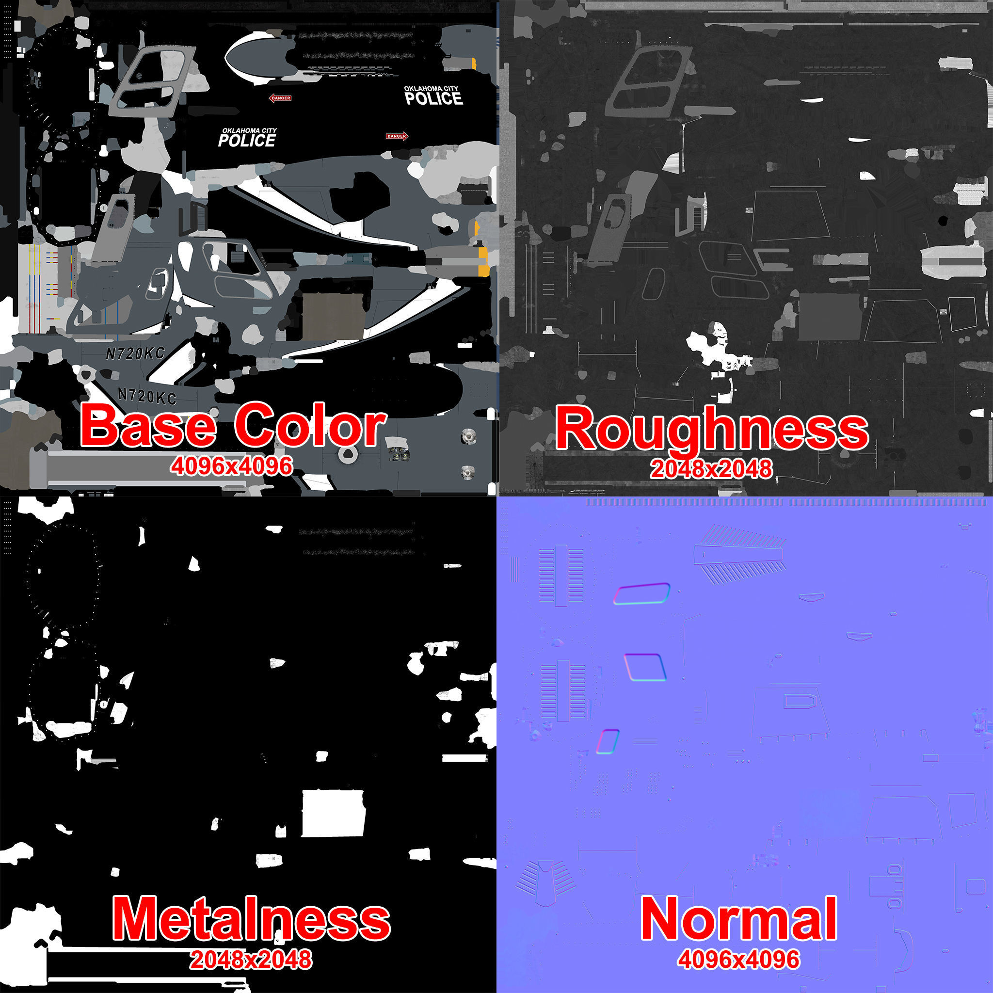 AS-350 Oklahoma City Police Animated Low-poly 3D model_31