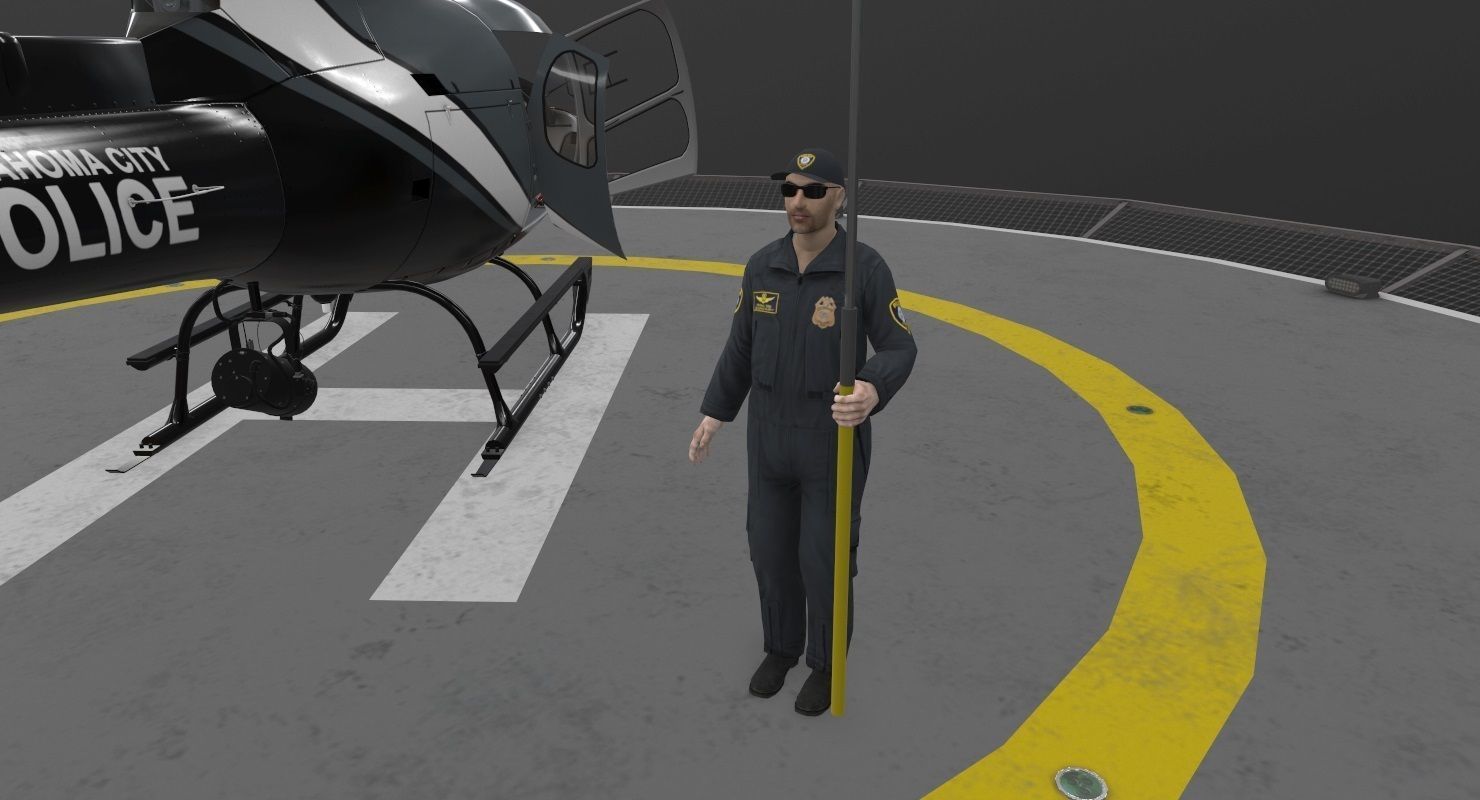 AS-350 Oklahoma City Police Animated Low-poly 3D model_9