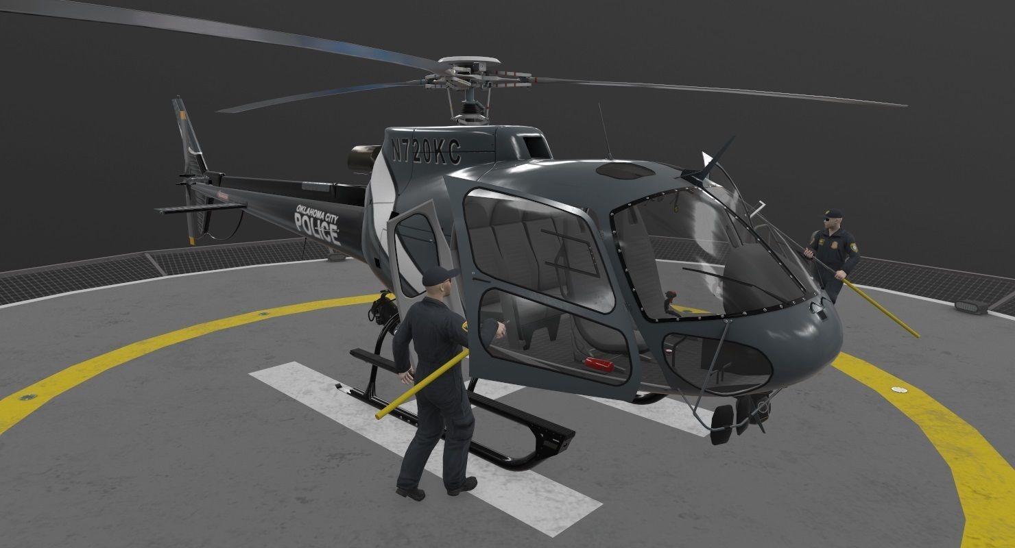 AS-350 Oklahoma City Police Animated Low-poly 3D model_11