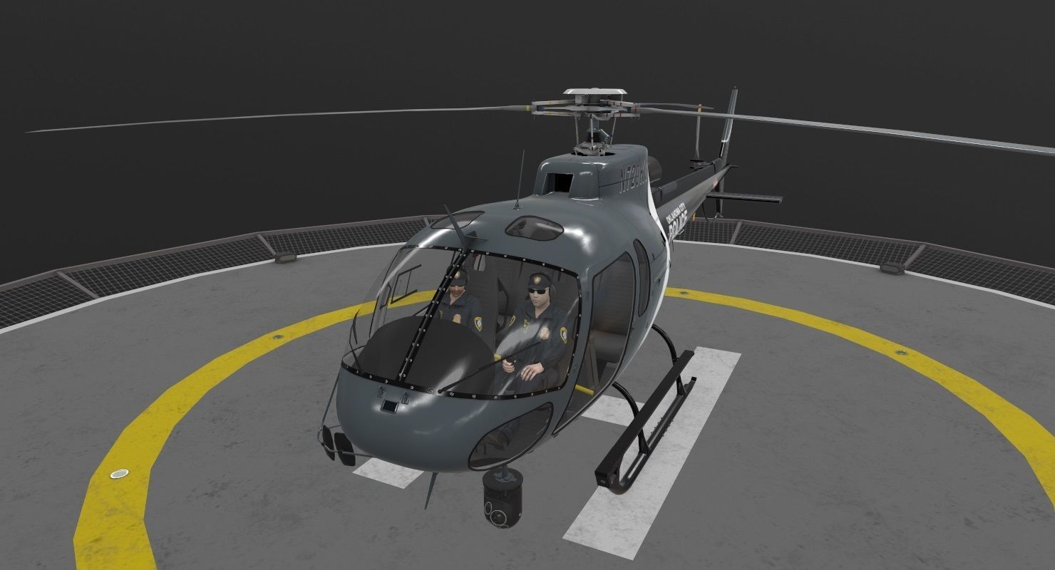 AS-350 Oklahoma City Police Animated Low-poly 3D model_15