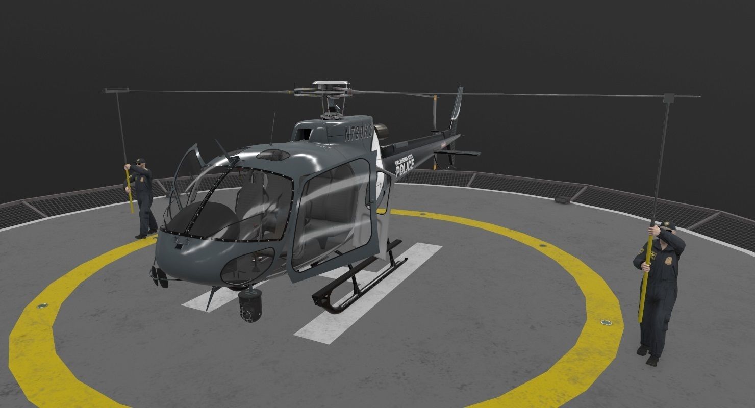 AS-350 Oklahoma City Police Animated Low-poly 3D model_20