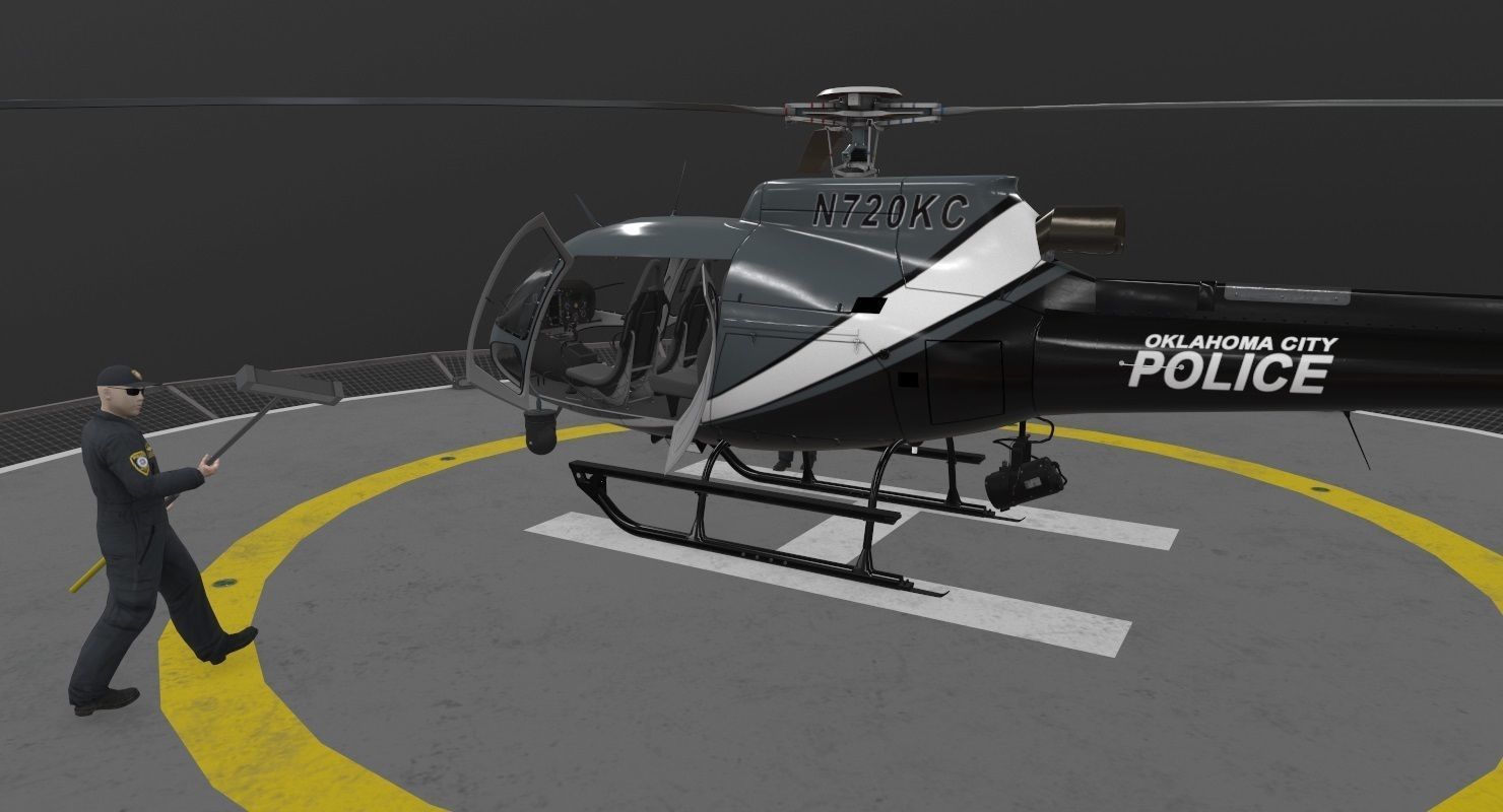 AS-350 Oklahoma City Police Animated Low-poly 3D model_12