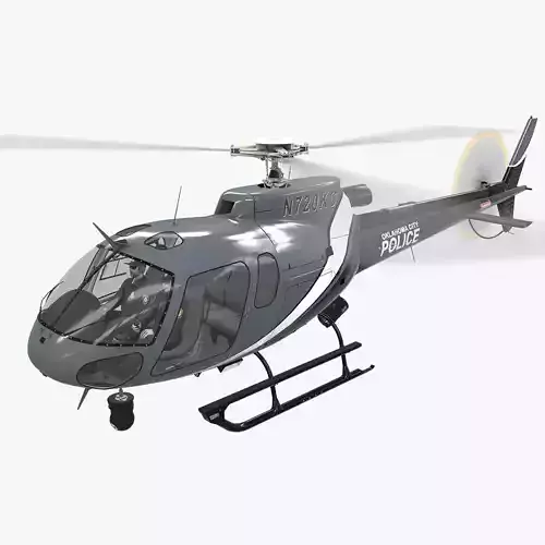 AS-350 Oklahoma City Police Animated Low-poly 3D model