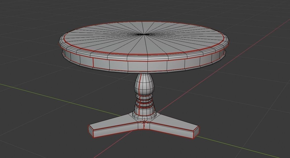 Victorian Dining Table Low-poly 3D model_6