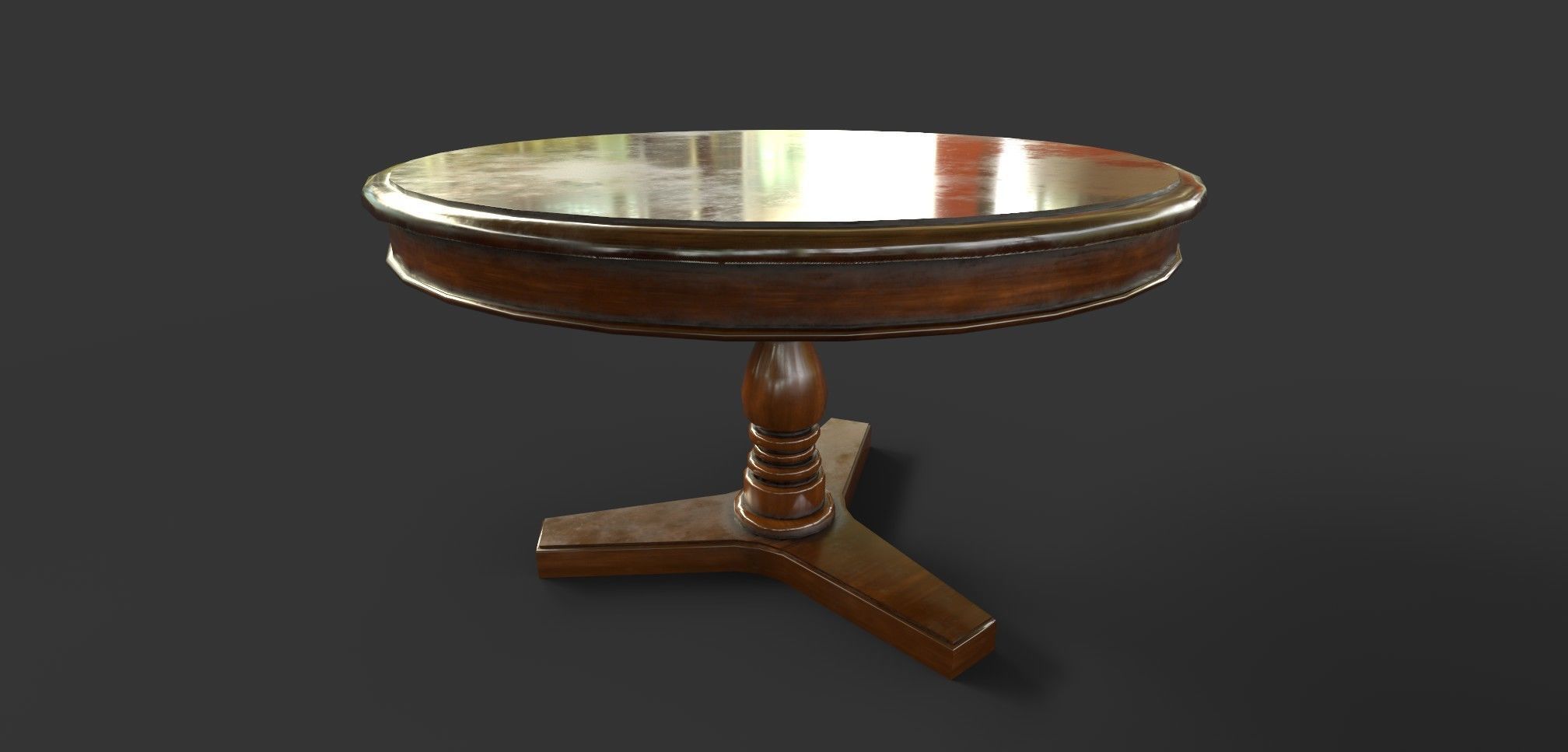 Victorian Dining Table Low-poly 3D model_2