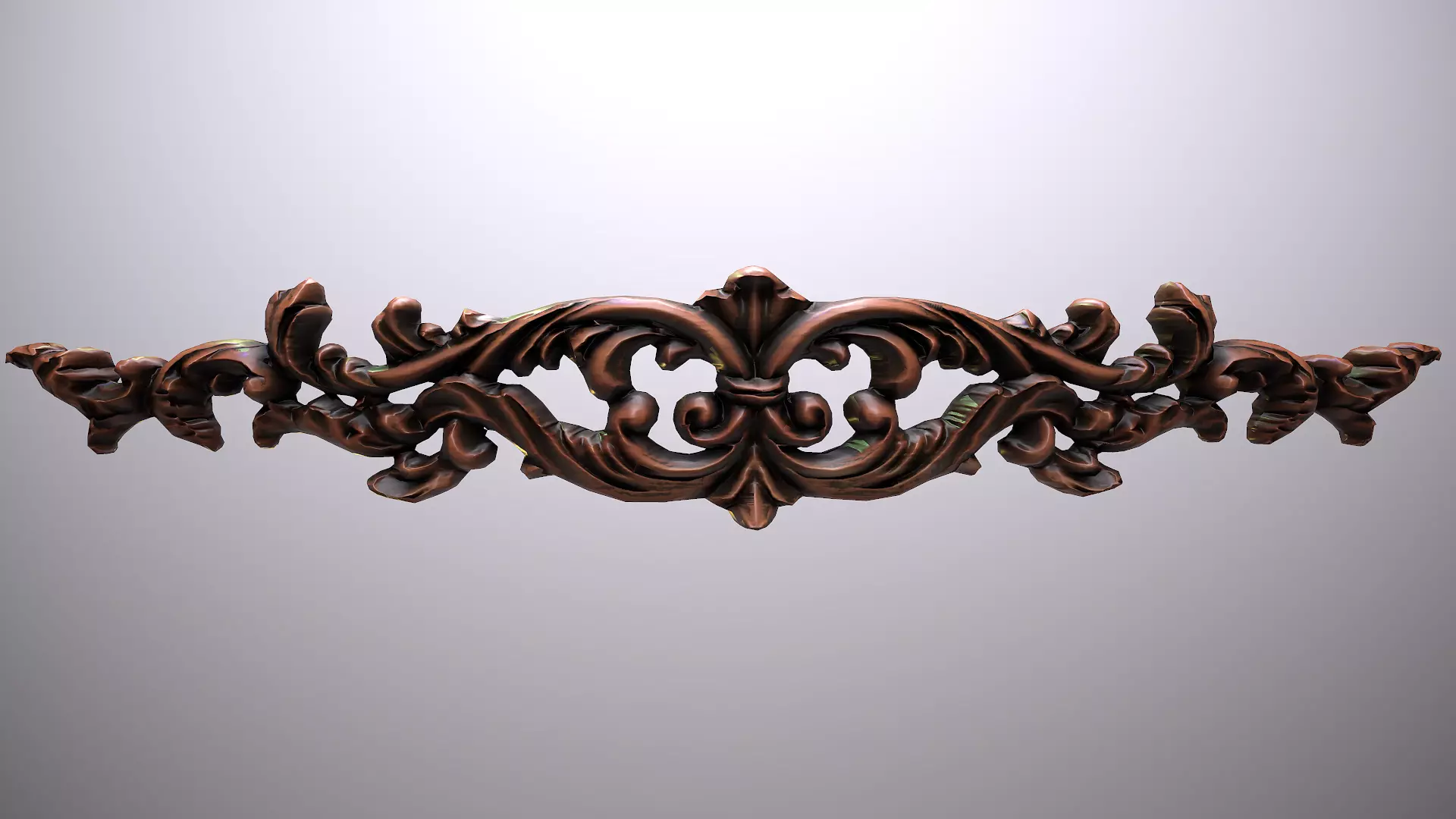 Luxurious carved wood ornament Low-poly 3D model_0