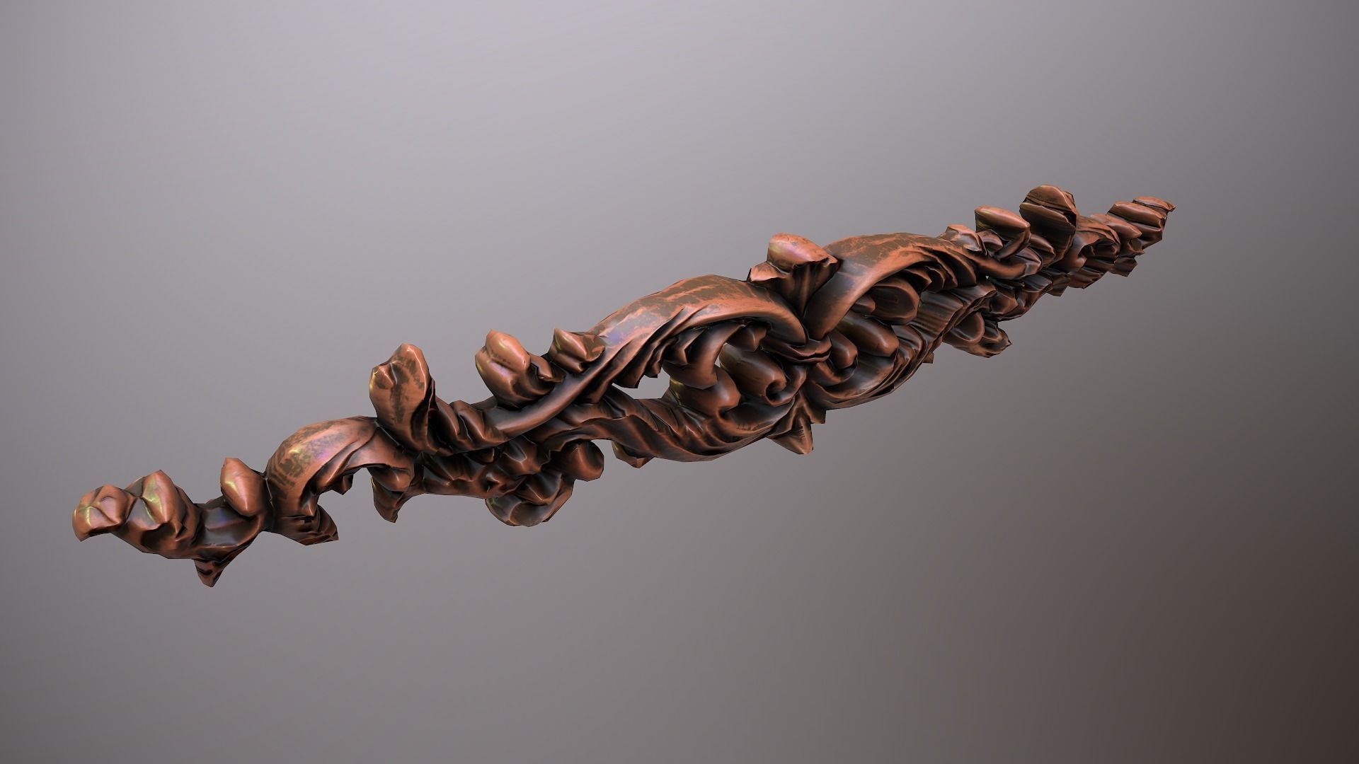 Luxurious carved wood ornament Low-poly 3D model_2