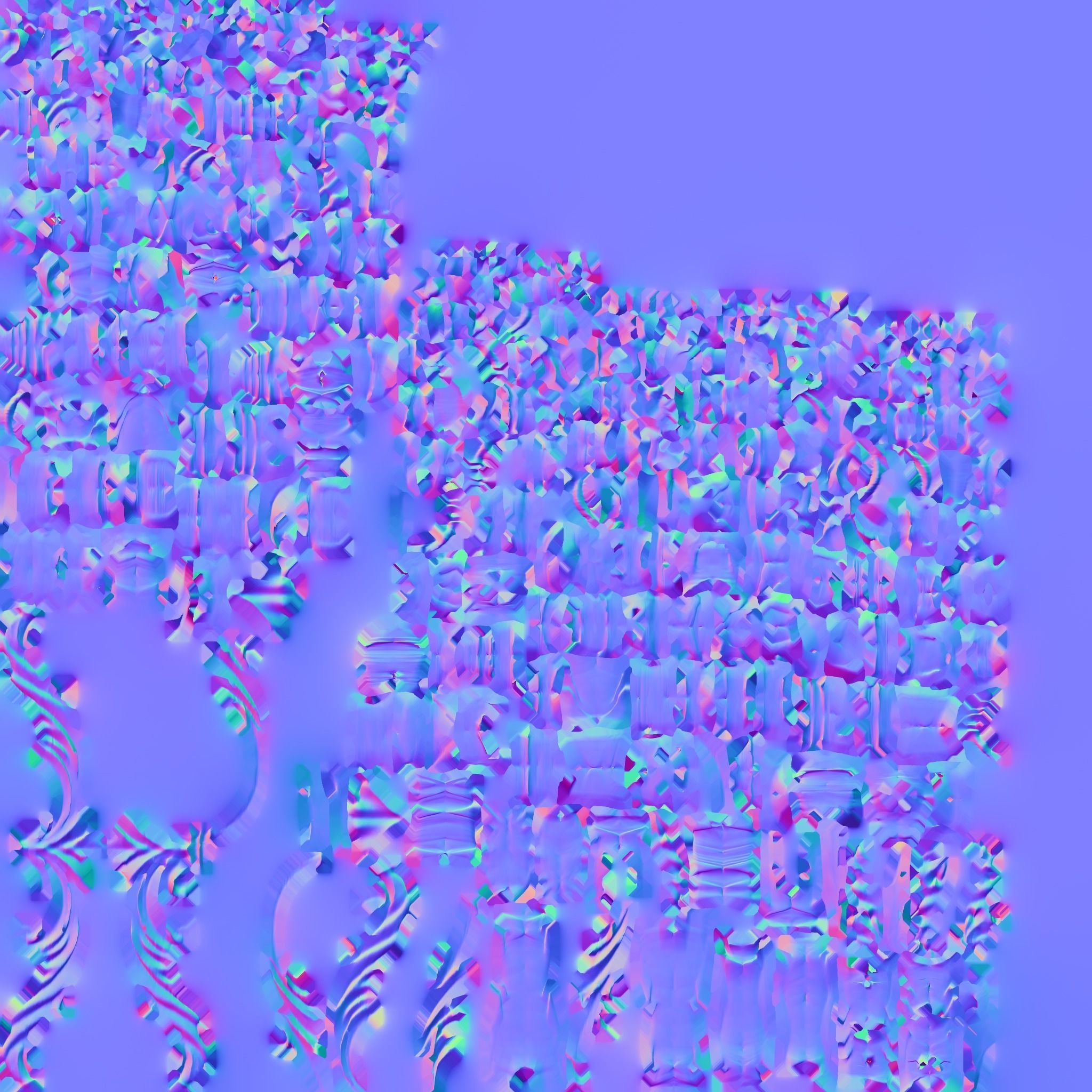 Luxurious carved wood ornament Low-poly 3D model_8