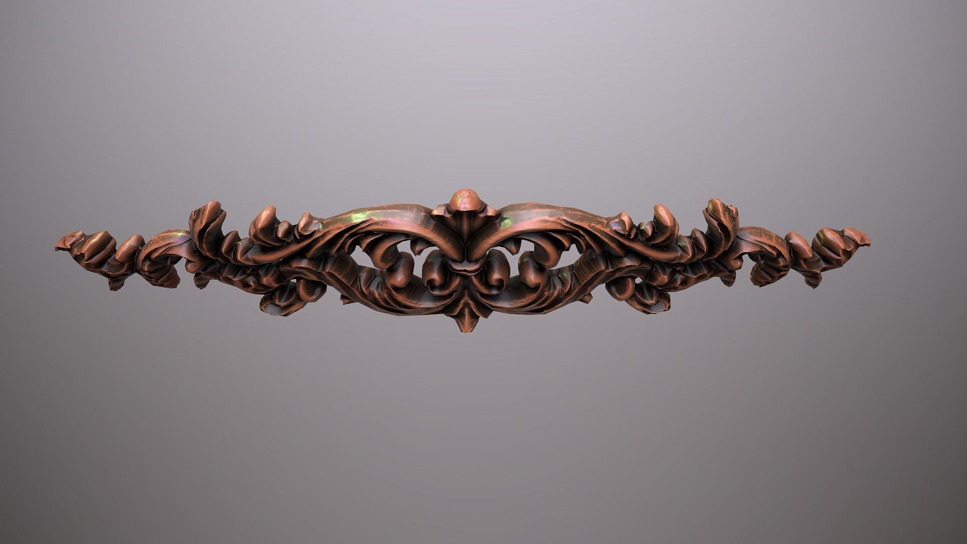 Luxurious carved wood ornament Low-poly 3D model_3