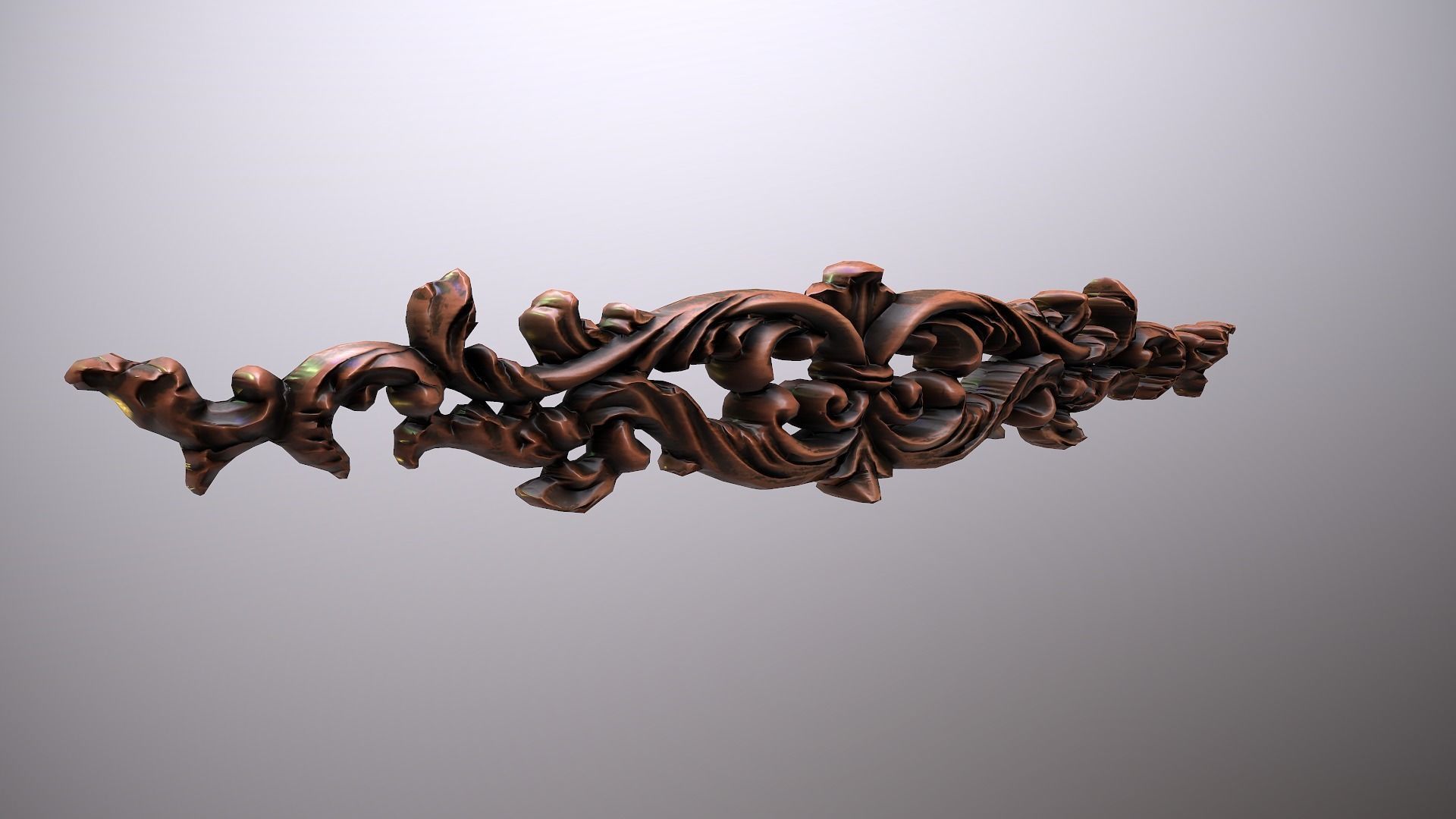 Luxurious carved wood ornament Low-poly 3D model_1