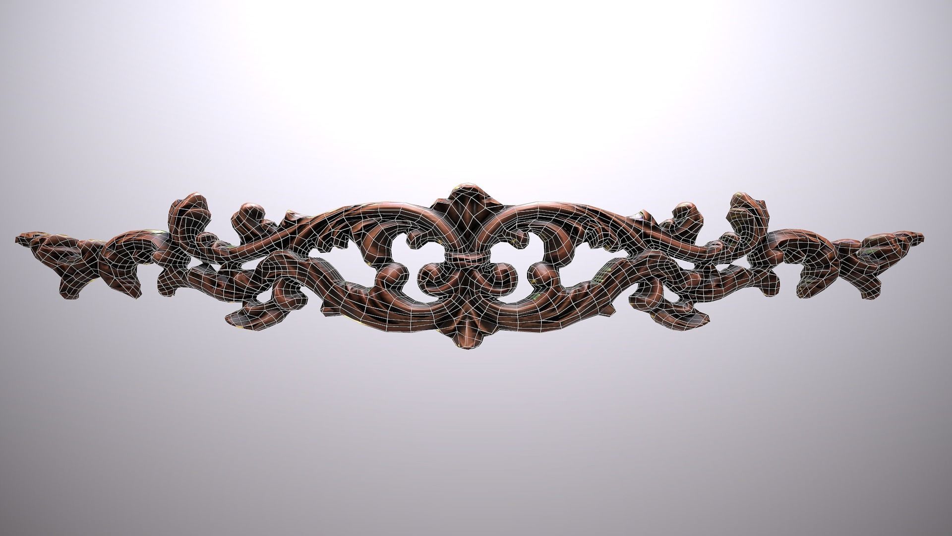 Luxurious carved wood ornament Low-poly 3D model_4