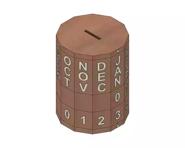 Calendar Coin Bank - Open Date Changeable 3D print model