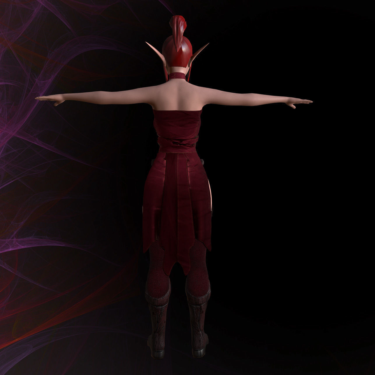 Female elf girl - Game ready model Low-poly 3D model_3