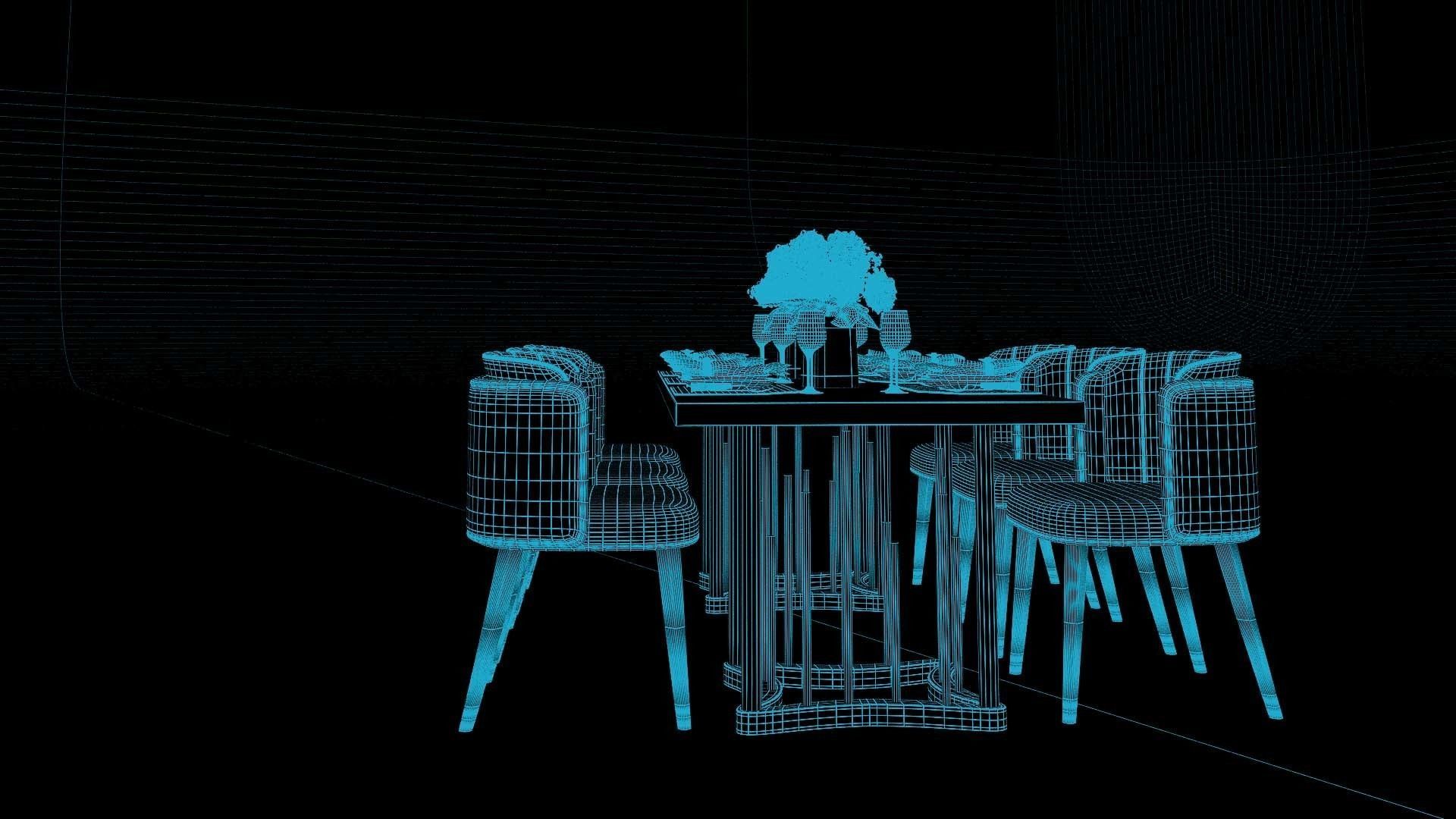 Tenarchstudio Ling Dong Series Dining Table 01 Render ready Vray 3D model_8