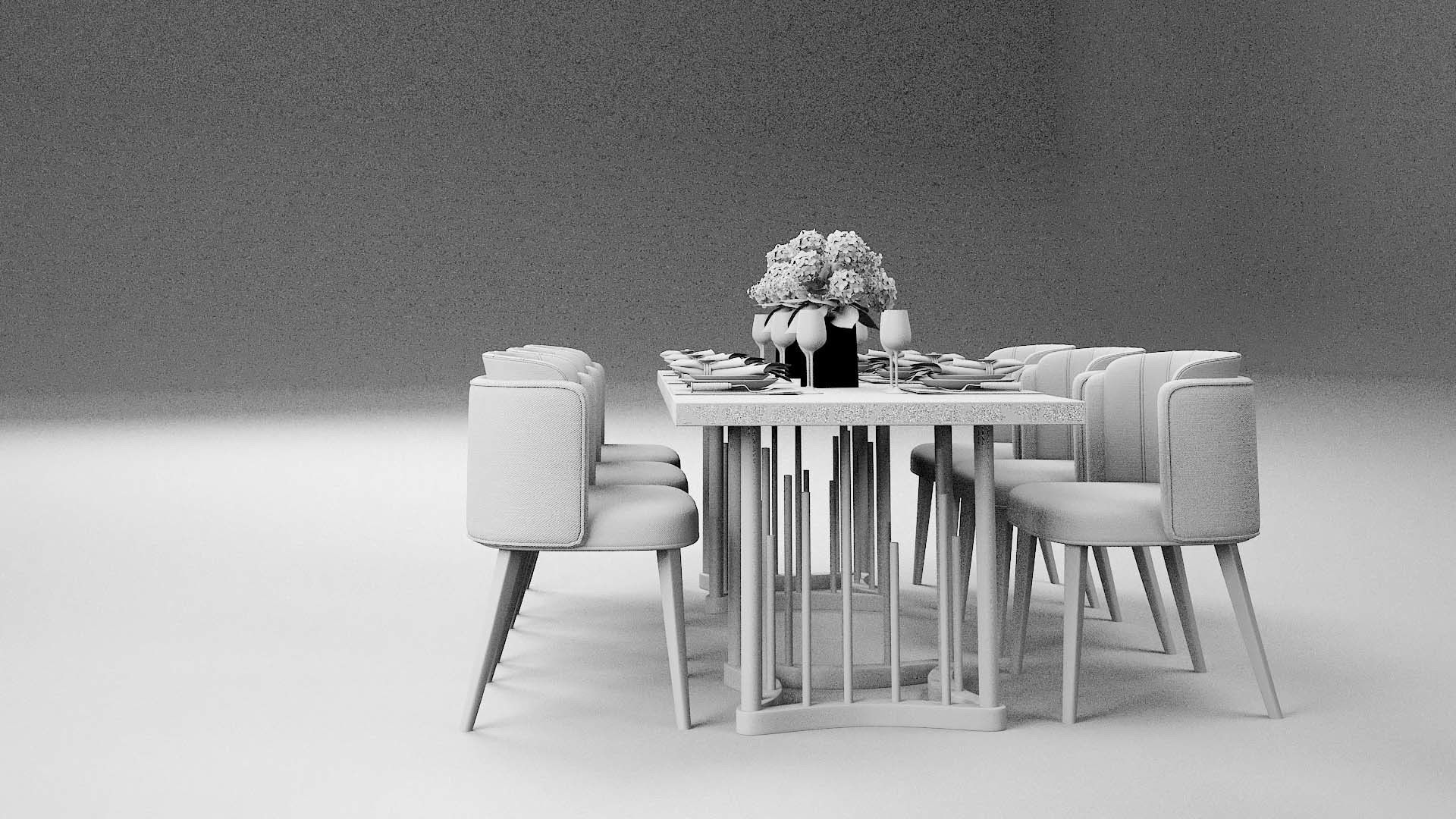 Tenarchstudio Ling Dong Series Dining Table 01 Render ready Vray 3D model_7