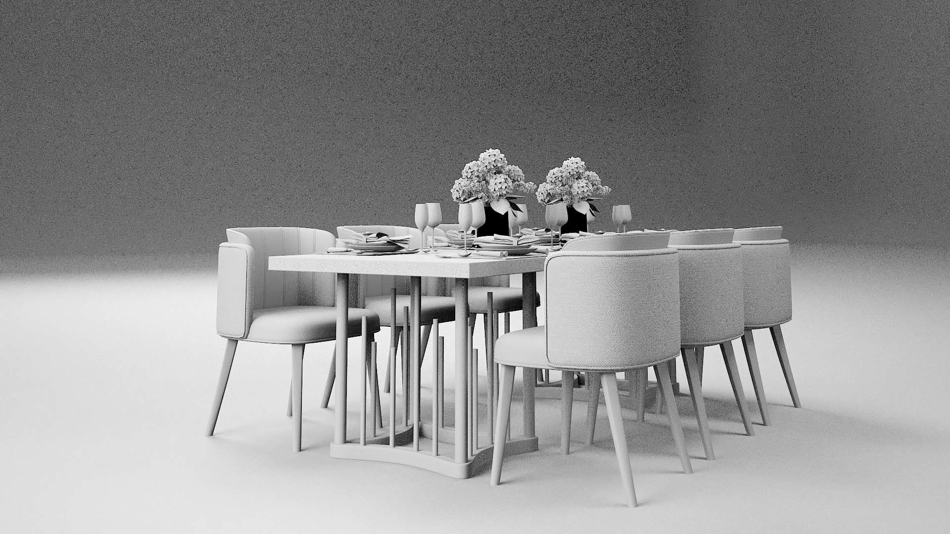 Tenarchstudio Ling Dong Series Dining Table 01 Render ready Vray 3D model_1