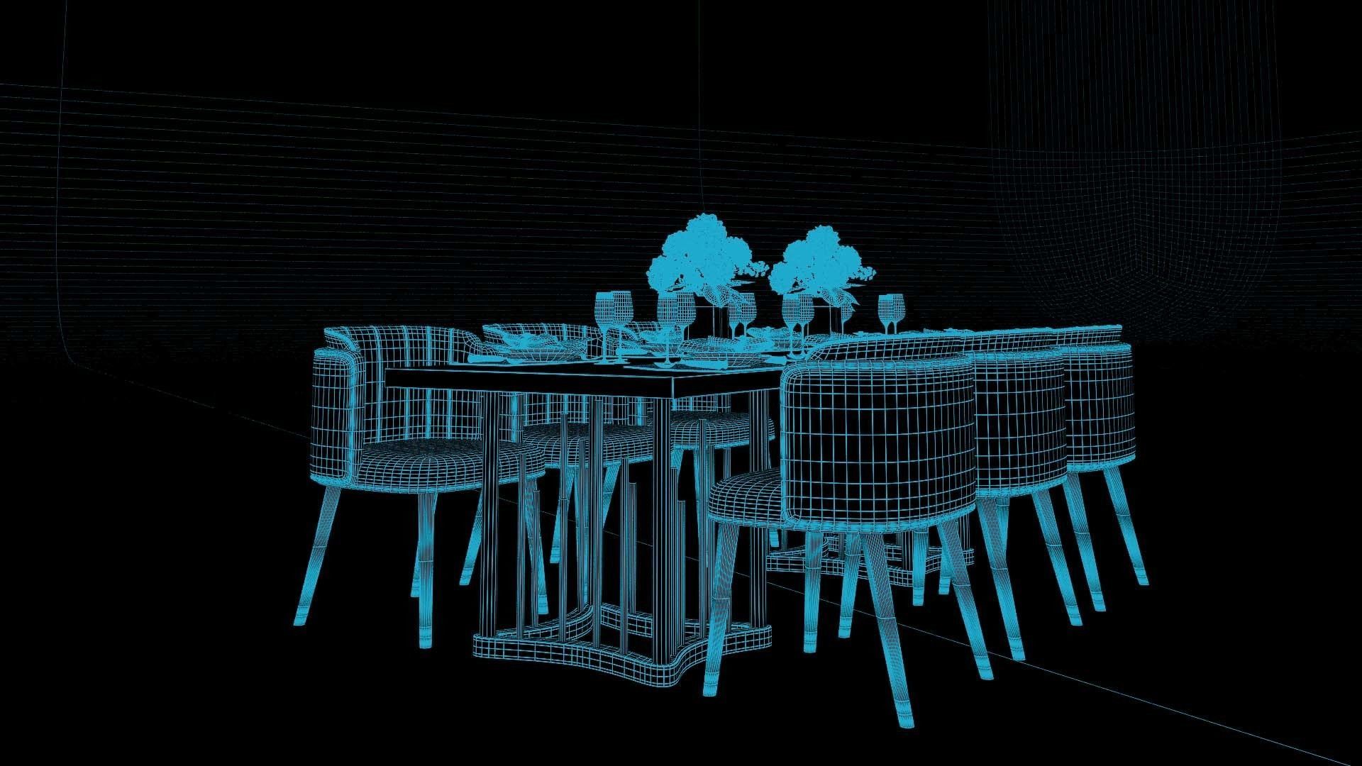 Tenarchstudio Ling Dong Series Dining Table 01 Render ready Vray 3D model_2